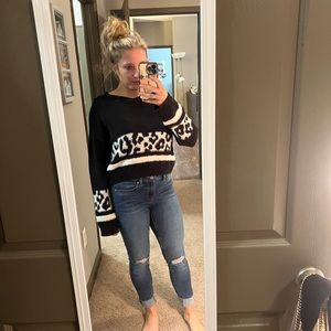 Cropped Cheetah Print Sweater